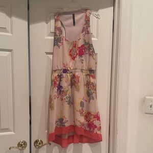 Floral Sleeveless Dress - Pink and Multicolor